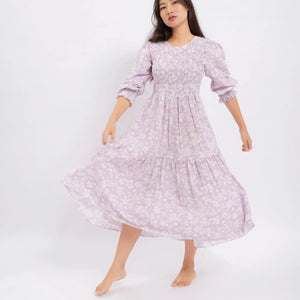 Shadowbloom Midi Length Dress (Lilac)