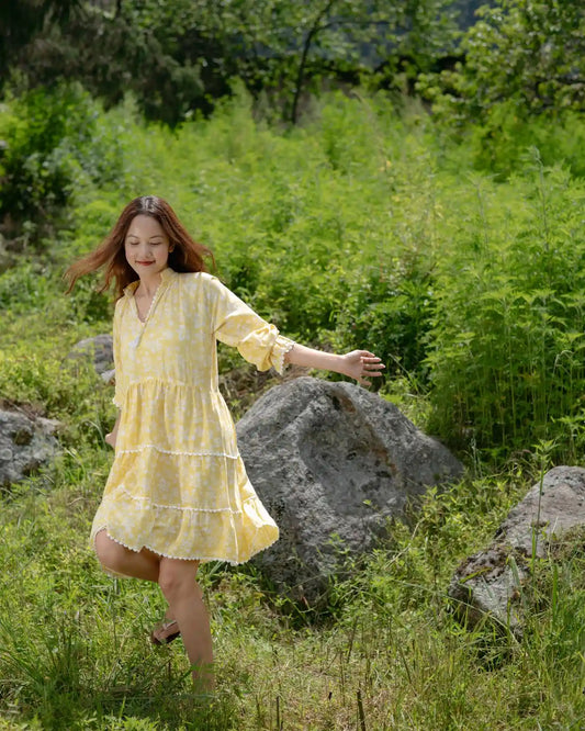 Shadowbloom Mini Dress (yellow)