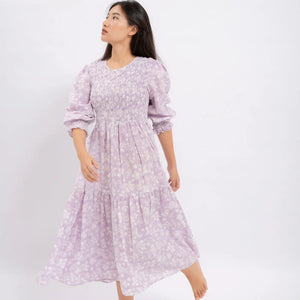 Shadowbloom Midi Length Dress (Lilac)