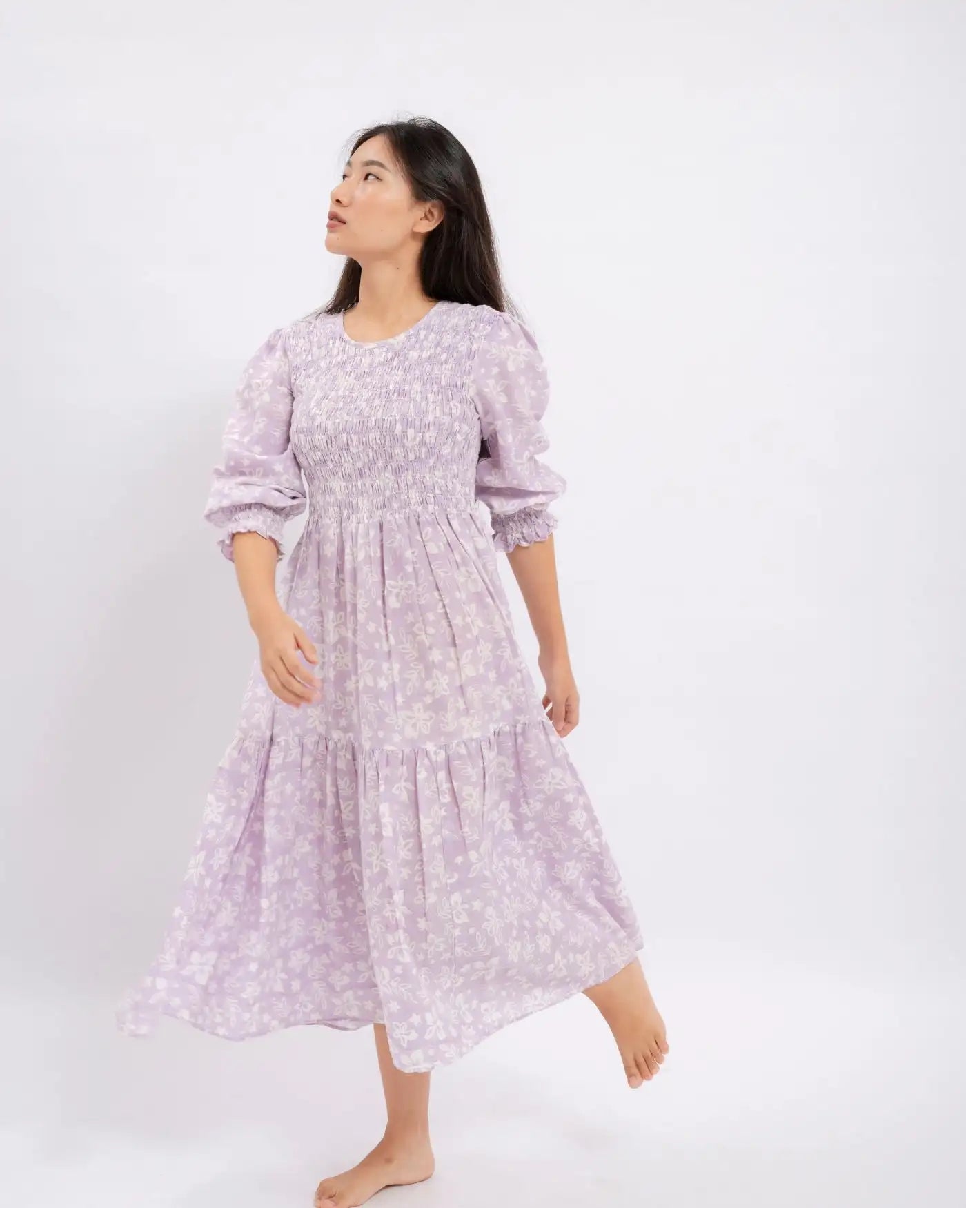 Shadowbloom Midi Length Dress (Lilac)