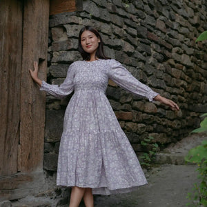 Shadowbloom Midi Length Dress (Lilac)