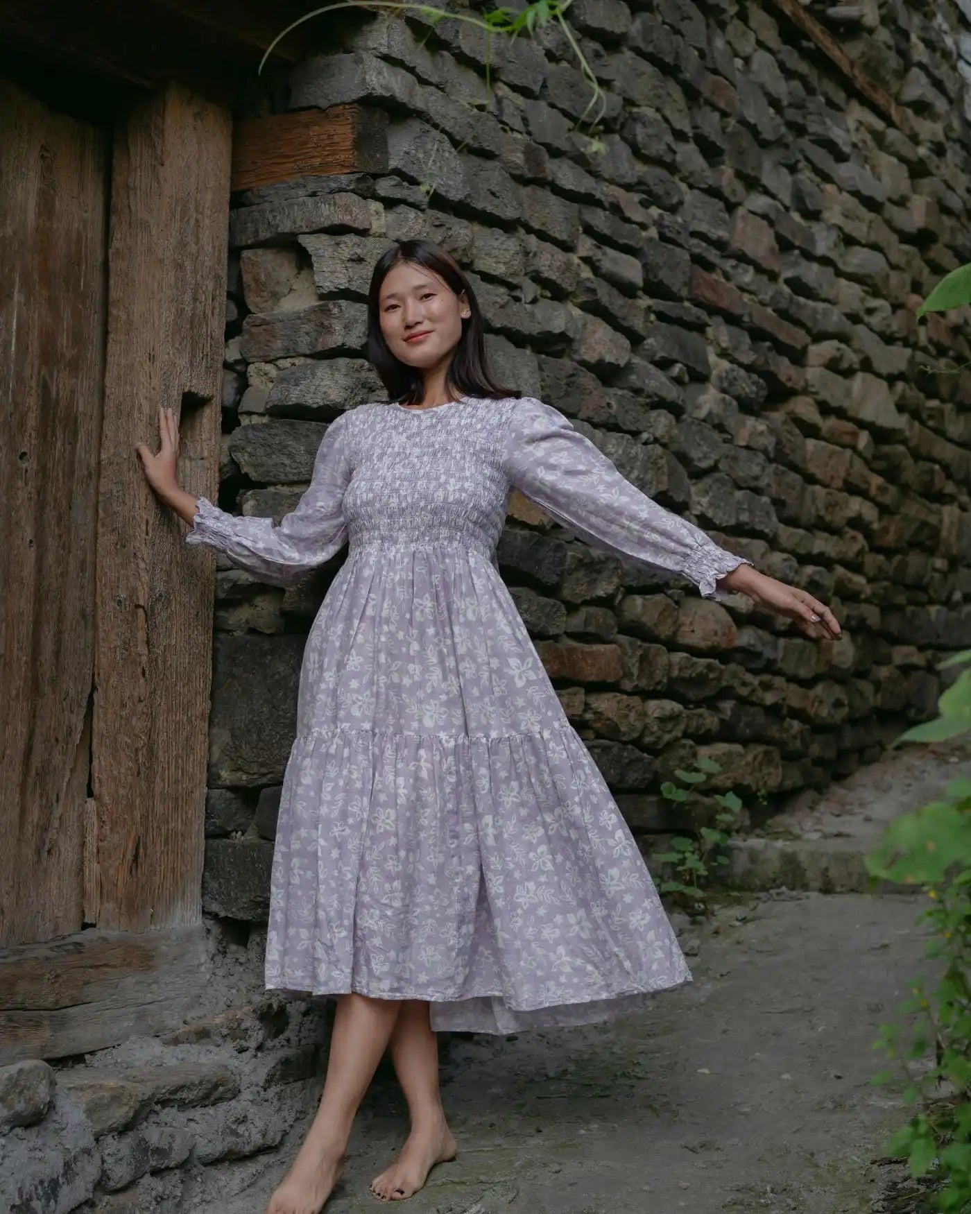 Shadowbloom Midi Length Dress (Lilac)