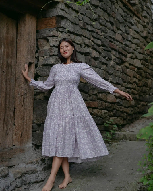 Shadowbloom Midi Length Dress (Lilac)