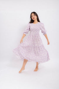 Shadowbloom Midi Length Dress (Lilac)