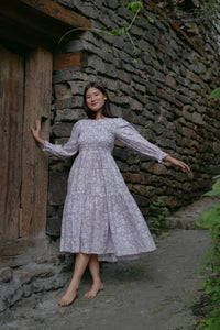 Shadowbloom Midi Length Dress (Lilac)